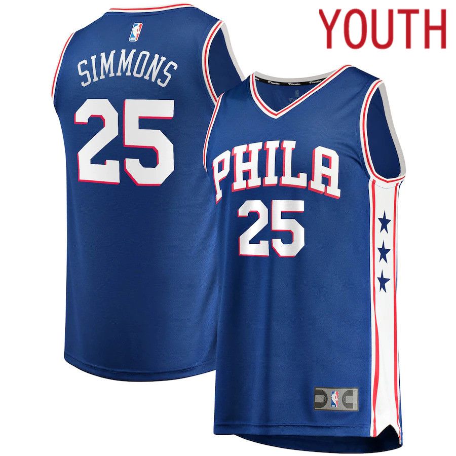 Youth Philadelphia 76ers #25 Ben Simmons Fanatics Branded Royal Fast Break Replica NBA Jersey